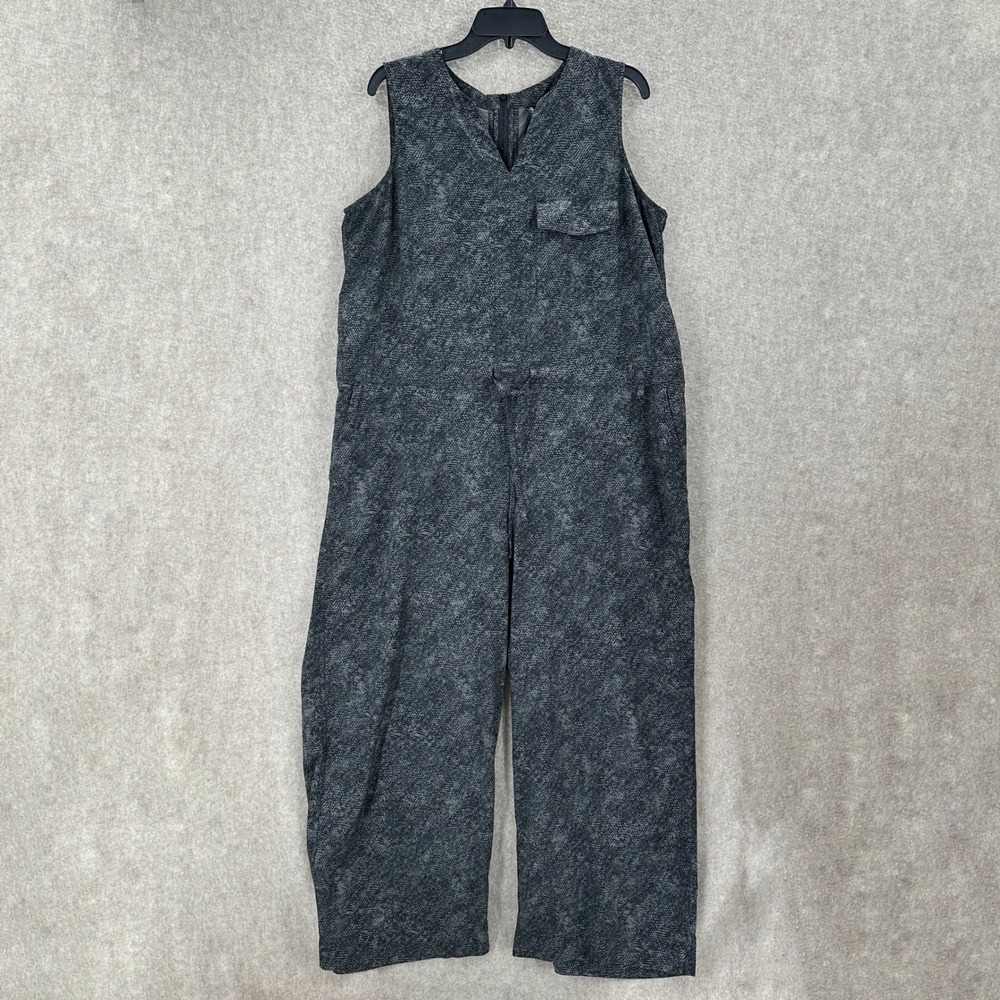 Athleta Topanga Printed Jumpsuit 1X Sleeveless Wide Leg Pockets